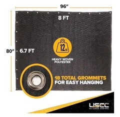 96″x80″ Extra Large Sound Dampening Blanket with Grommets, Washable, 12 Pounds..