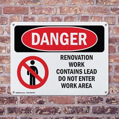 (2 Pack) Renovation Work Contains Lead Do Not Enter OSHA Danger Sign Decal Metal