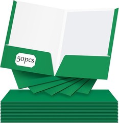 Elegant Green 2 Pocket Glossy Paper Folders – 50 Count for Ultimate Organization