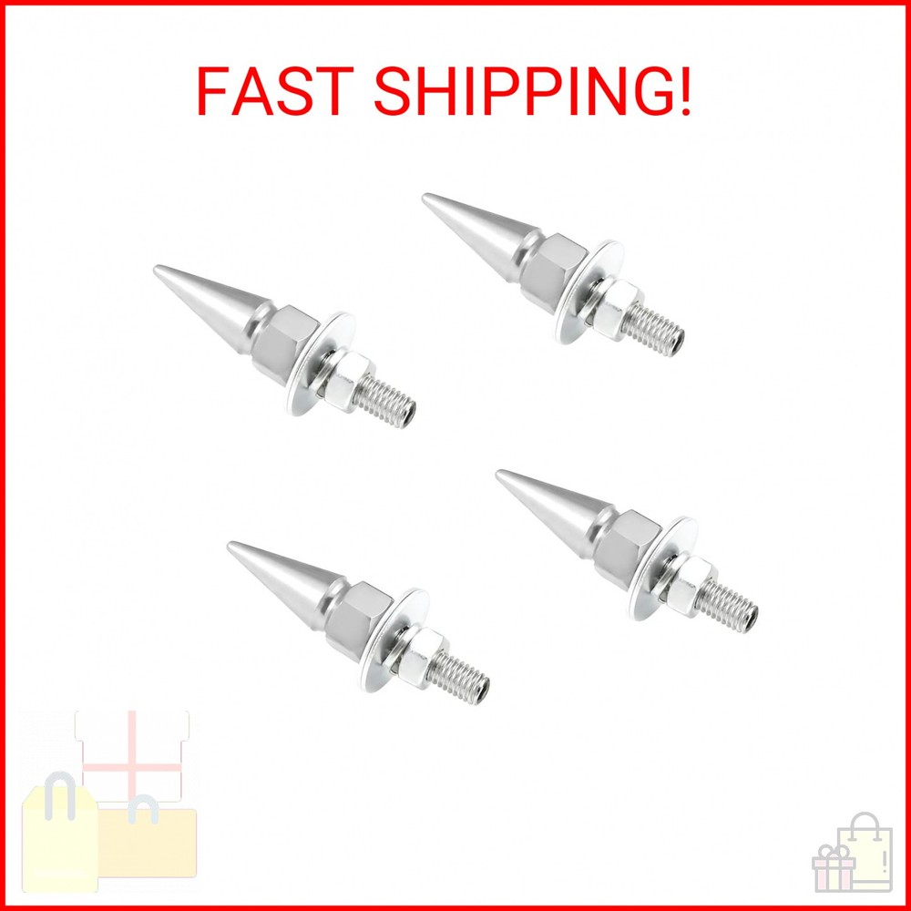 SHMZK 4 PCS Spikes License Plate Screws for Car, Anti Theft Spike Shape Aluminum