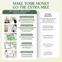 Decorably 14 Pages 9x12in Eucalyptus Monthly Bill 9×12 inches, Green