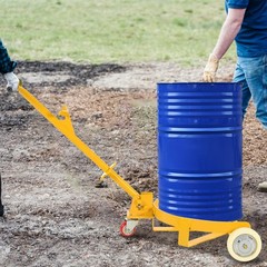 55 Gallon Drum Dolly, 1200lbs capacity, with 2 fixed PU Wheels and 1 swivel whee