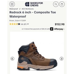 Shoes For Crews ACE Redrock 6″ Composite Toe Waterproof Work Boots 72309 Sz 7.5