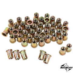 175Pcs Zinc-Plated Carbon Steel Rivet Nut Kit, M3-M10 Assorted Sizes, Flat Heads