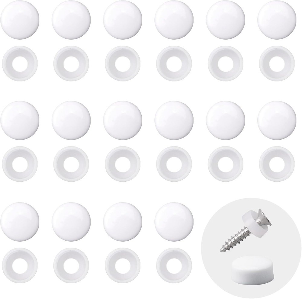 100pcs Screw Covers Plastic Screw Cover, Plastic Dome Screw Cap (White)