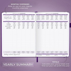 Clever Fox Income & Expense Tracker Large A4 2-Year Record Book (Purple)