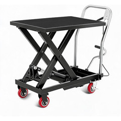 500 LBS Hydraulic Lift Cart with Anti Slip Pad for Warehouse Workshop Black