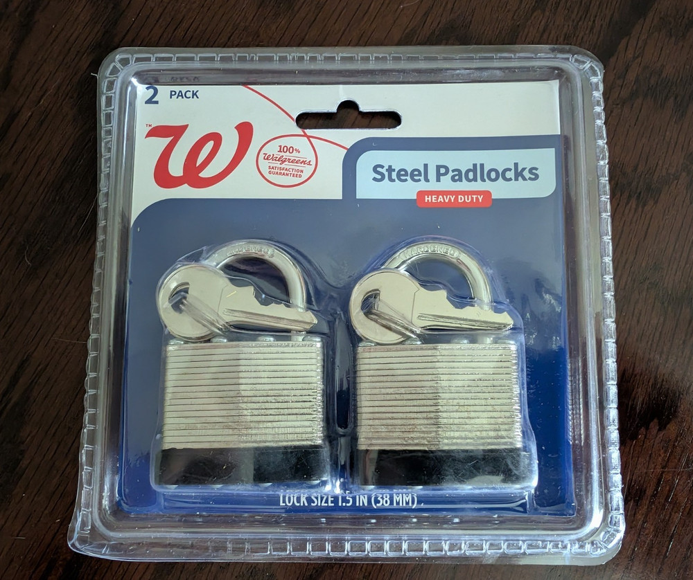 Walgreens Heavy Duty Steel Padlocks 2 Pack, Same Key Opens Both Locks