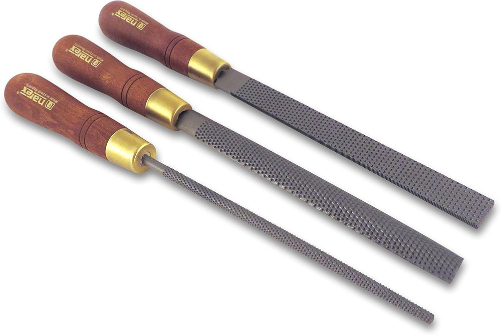3 Piece Set round Rattail, Half round and Rectangular 200 Mm Cabinetmaker Wood C