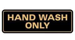 Black/Gold Small Standard Hand Wash Only Wall Door Sign Kitchen Sink 1 PCS