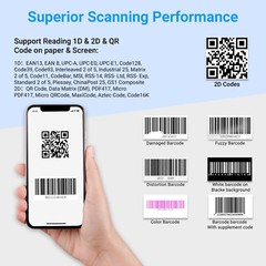 Handhold Wireless Code Scanner Bluetooth USB QR Code Reader for Store Warehouse