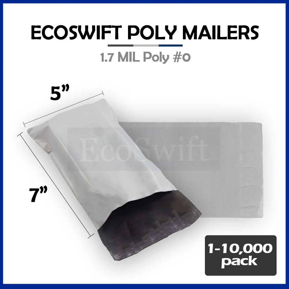 1-10000 5 x 7 “EcoSwift” Poly Mailers Envelopes Plastic Shipping Bags 1.70 MIL