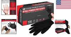 X-Large Black Nitrile Gloves – 100 Count, 5.0 Mil, Latex-Free for Food Handling