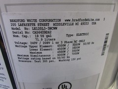 Bradford White LE120L3-3NCWW – 19-Gallon 240/208v, 9000W Electric Water Heater