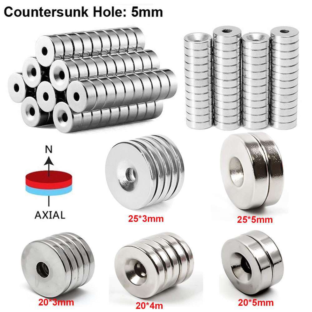 N35 Countersunk Ring Round Disc Strong Magnet Rare Earth Neodymium with 5mm Hole