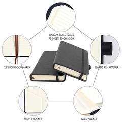 (Paquete De 2) Cuaderno De Bolsillo De 3,5″ X 5,5″, Diario Pequeno De Tapa D…
