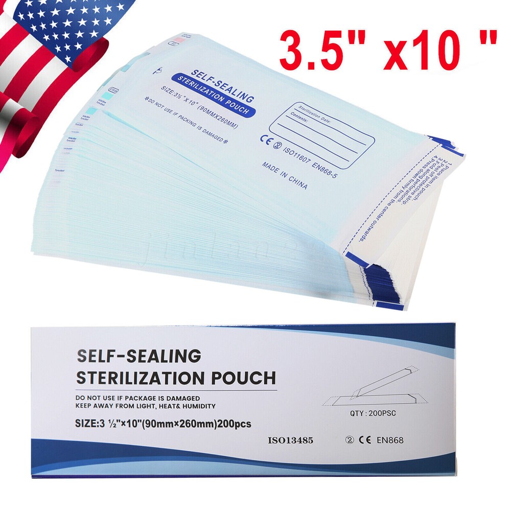 4000 3.5″ x 10″ Self Sealing Dental Sterilization Pouches Medical Autoclave Bags