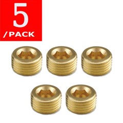 5Pcs 3/8″ NPT Male Brass Internal Hex Head Socket Pipe Plugs End Cap Accessories