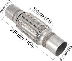 2 Pack 2.5 x 6 x 10 Inch Stainless Steel Heavy Duty Exhaust Flex Pipe, Double…