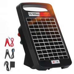 Solar Electric Fence Charger 10 Miles 0.18J 24-Hour Protection Works 14 Days