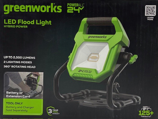 Greenworks 24V (AC/DC) 2000-Lumen LED Work Light, 360° Head Rotation, Tool-Only