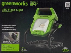 Greenworks 24V (AC/DC) 2000-Lumen LED Work Light, 360° Head Rotation, Tool-Only