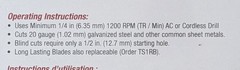 Malco TS1 Turbo Shear 20 Gauge Capacity Sheet Metal Cutting Attachment
