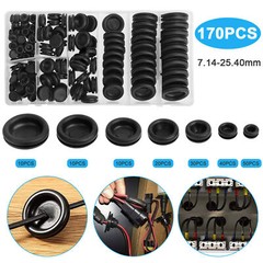 170PCS Rubber Grommet Firewall Hole Plug Electrical Wiring Gasket Assortment Kit