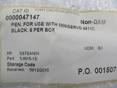 INDUSTRIAL SPARE 5-9515-1S PEN BLACK LOT OF 6 NSNP