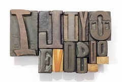 Vintage Letterpress 14 Mix Letters Wood Type Printers Block Collection #BL-301