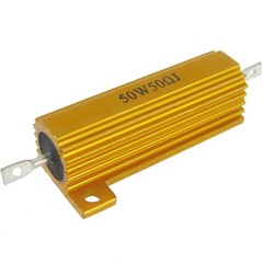 50W 50 Ohm 5% Aluminum Case Wirewound Resistor Gold Tone