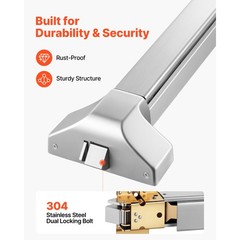 Uimoso Push Bar Panic Exit Device for Doors with Exterior Lever, 41″