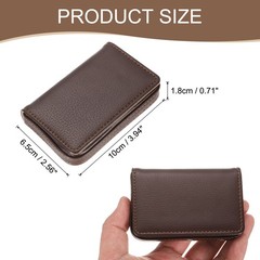 Business Card Holder PU Leather Business Card Case with Magnetic Dark Brown
