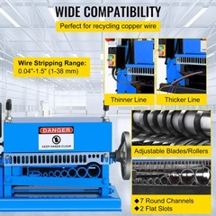 Powered Electric Wire Stripping Machine 15M/MIN 370W 10 Blades Comercial Wire