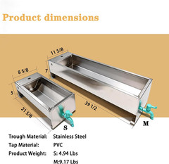 Stainless Steel Automatic Livestock Water Troughs with Float Valve Kit (2 Pack)