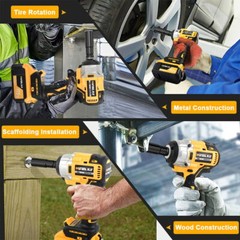 20V Cordless Impact Wrench 1/2″ 500Nm High Torque Brushless Drill with Battery