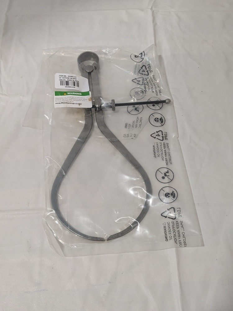 Outside Caliper: 10 Inch Leg, Spring Joint, Steel, Polished OD/10