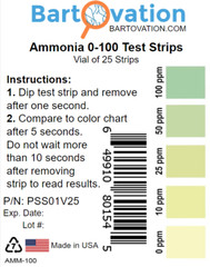 Ammonia Test Strips 0-100 ppm [Vial of 25 Strips]