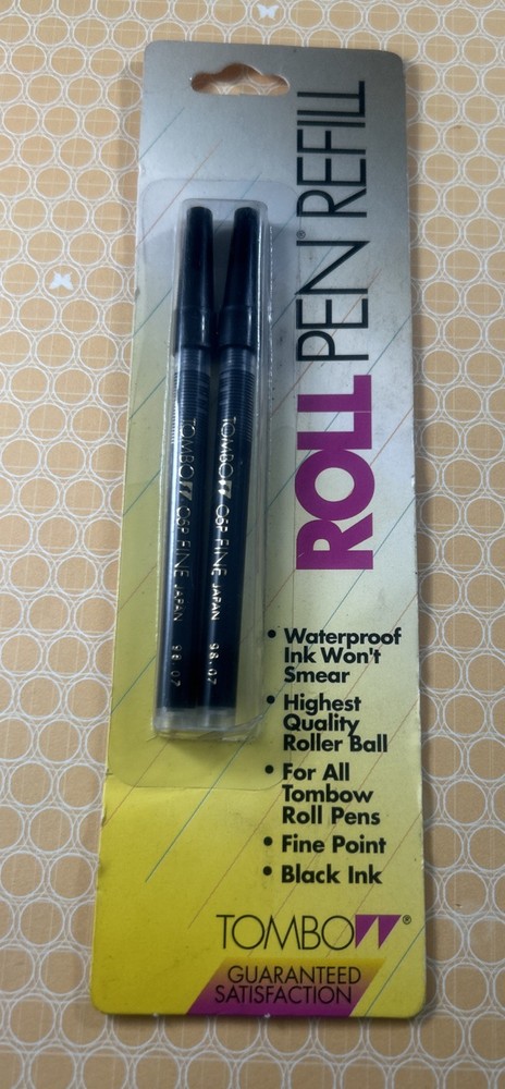 Tombow Black Roll 65695 Pen Refill Pack of 2 Sealed Japan Waterproof Fine Point