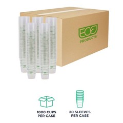 GreenStripe Clear Compostable 16oz PLA Plastic Cups, Case of 1000, Disposable…