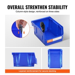 VEVOR Hanging Stackable Storage Bin Plastic Organizer Garage Box 24 PCS Blue/Red