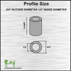 Black Anodized Aluminum Spacer Bushing 3/4″ OD x 1/2″ ID–Fits M12 or 1/2″ Bolts