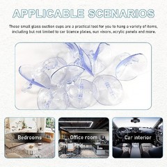 24PCS Car Glas Windshield Sunshade Suction Cups,Pull Ring Dovetail Sucker Hooks