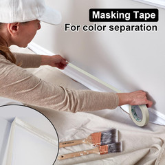 25 Rolls Beige Masking Tape Bulk 3/4 Inch X 55 Yards, General Purpose Painter Ta