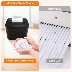 Mini Paper Shredder, Cross Cut, Auto Start/Stop, 3-Sheet Capacity, Quiet 65dB,