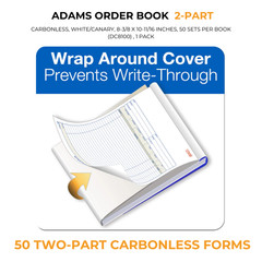 Adams Order Book 2-Part Carbonless WhiteCanary 8-38 x 10-1116 50 Sets