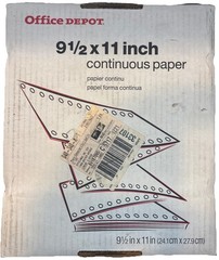 OfficeDepot 9.5 X 11 Continuous Paper 3 Part Carbonless 1000 Ct—SHIPS IN 24 HRS-
