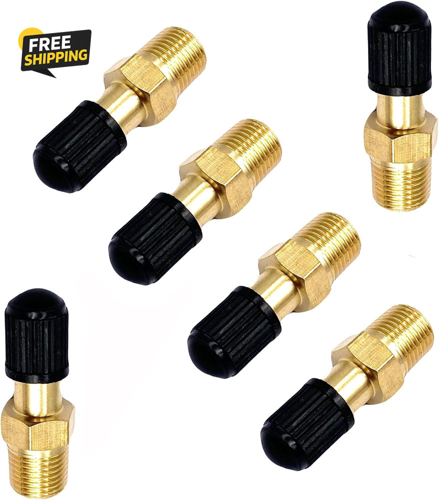 6Pcs Schrader Valve Adapters with 1/8″ Male Npt,Brass 1/8″ NPT Tank Valve
