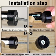 6 Pcs Door Stopper Rubber Tips Replacement Black