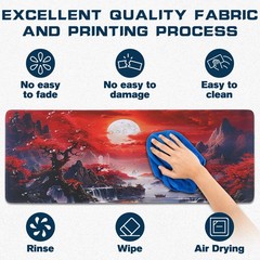 Mouse Pad Gaming – Desk Mat for 31.5L x 11.8W inches, Red Cherry Blossoms